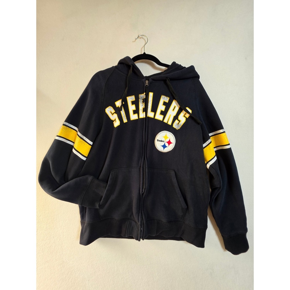 Pittsburgh Steelers Hoodie Zip Up Jacket Hands High NFL Black Mens XL Fleece